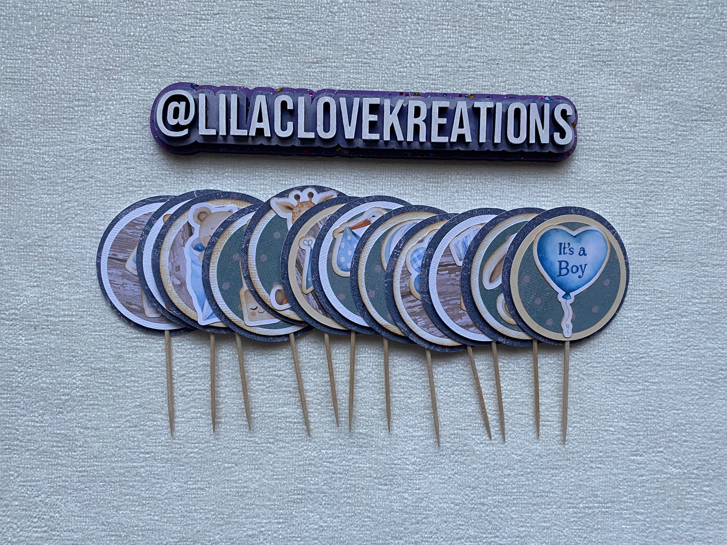 BLUE BABY CUPCAKE TOPPERS