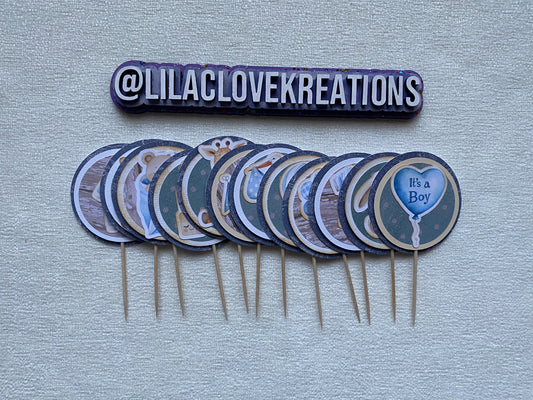 BLUE BABY CUPCAKE TOPPERS