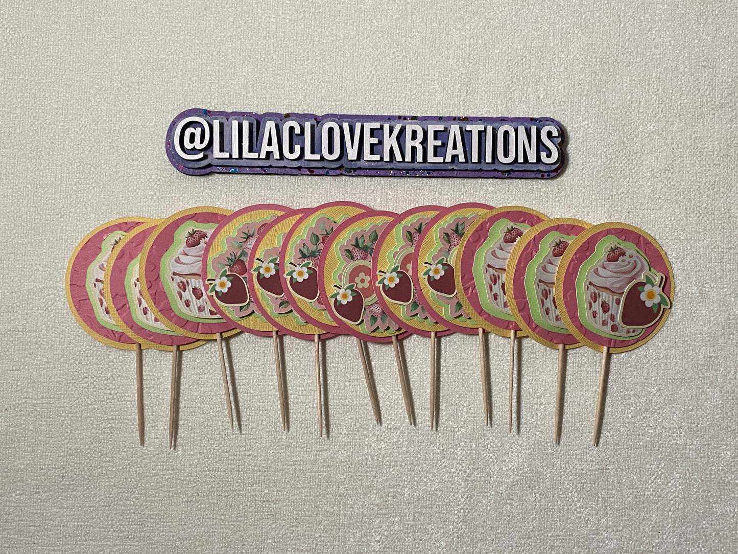 STRAWBERRY ONE CUPCAKE TOPPERS
