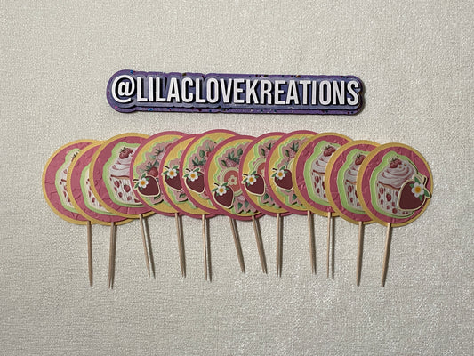 STRAWBERRY ONE CUPCAKE TOPPERS