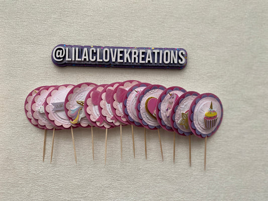 UNICORN AND BOW CUPCAKE TOPPERS