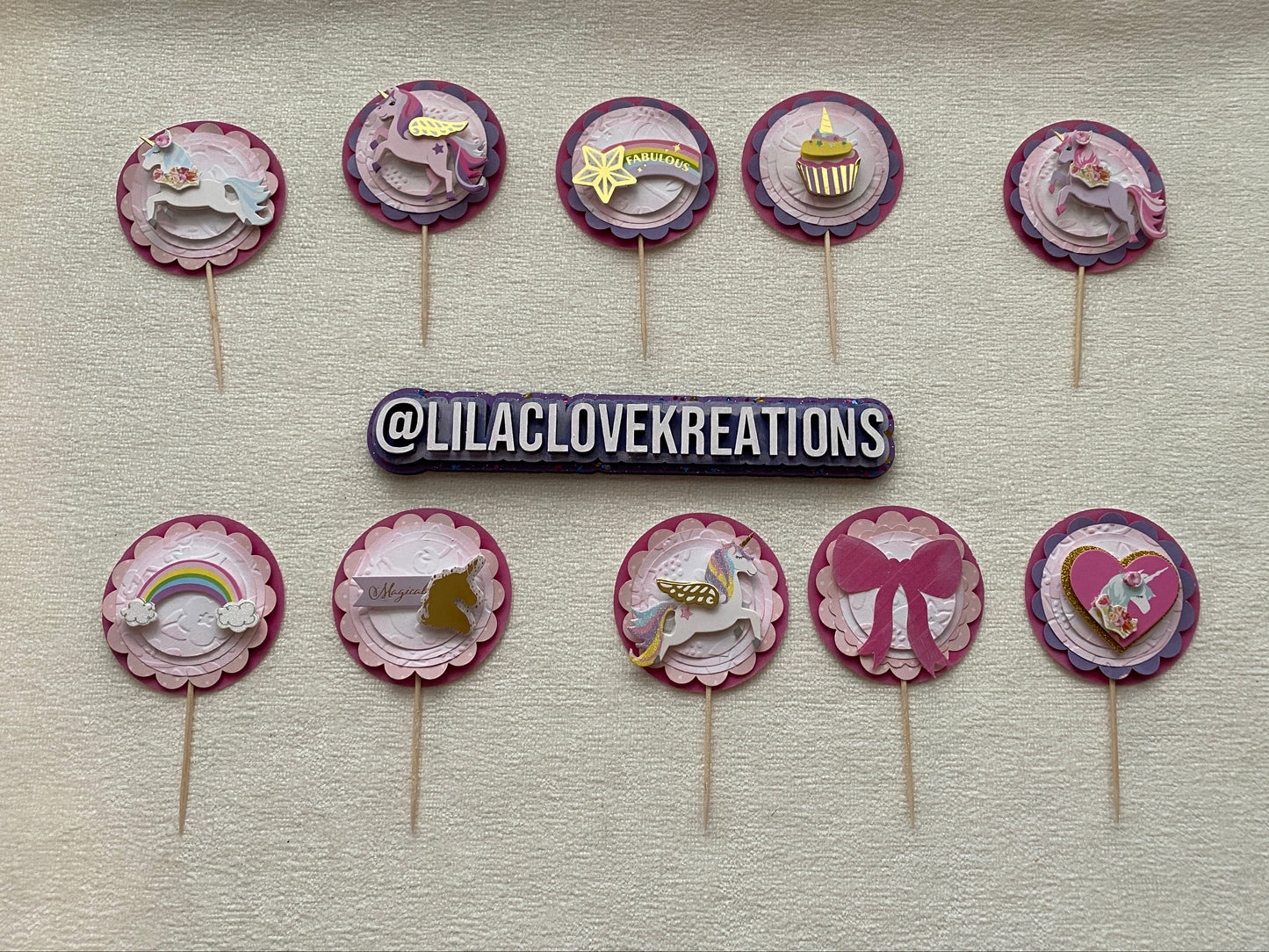 UNICORN AND BOW CUPCAKE TOPPERS
