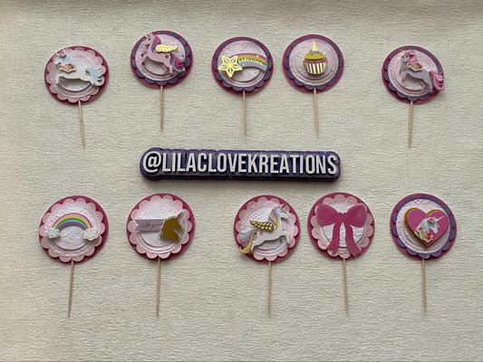 UNICORN AND BOW CUPCAKE TOPPERS