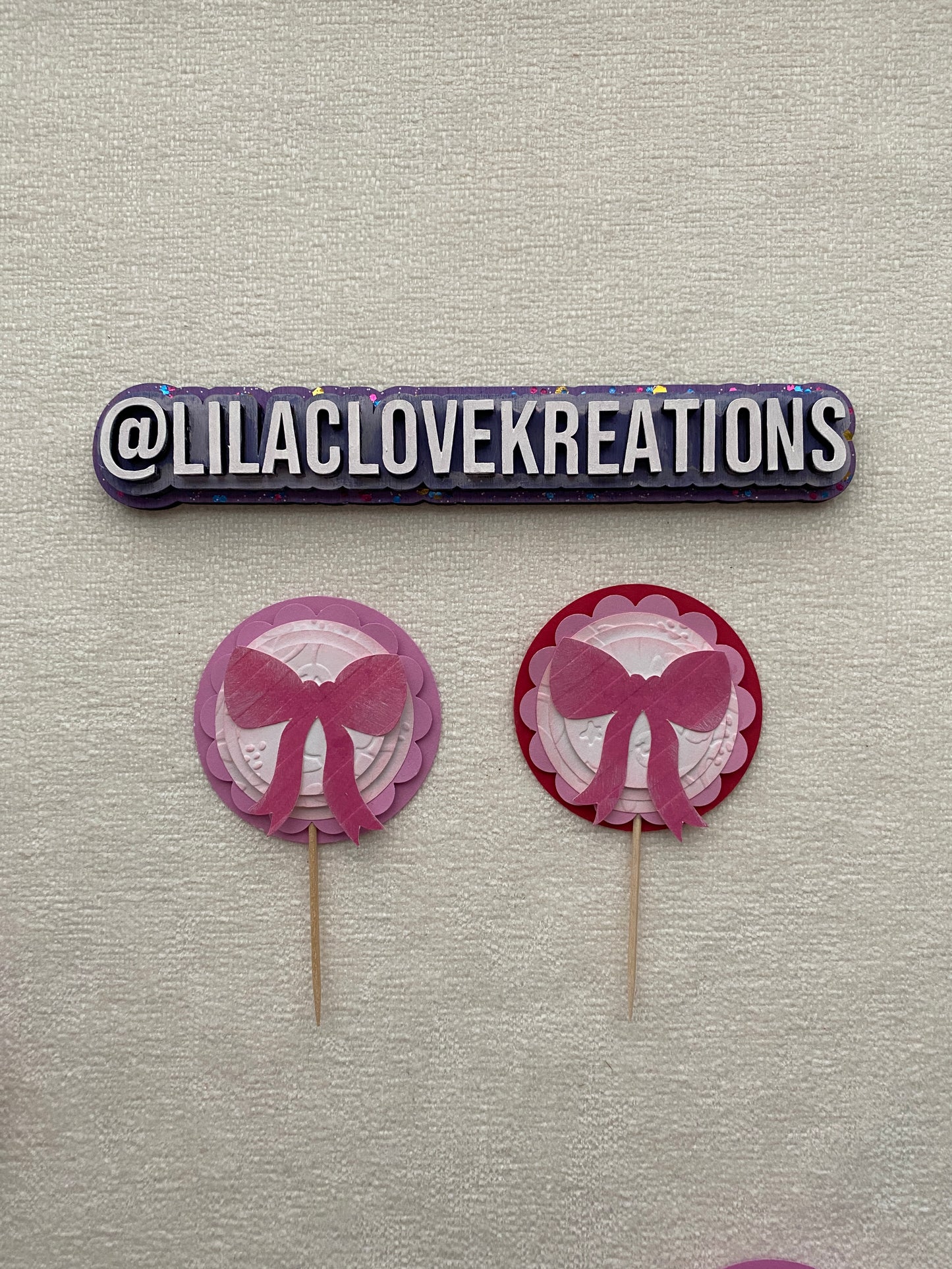 PINK BOW CUPCAKE TOPPERS