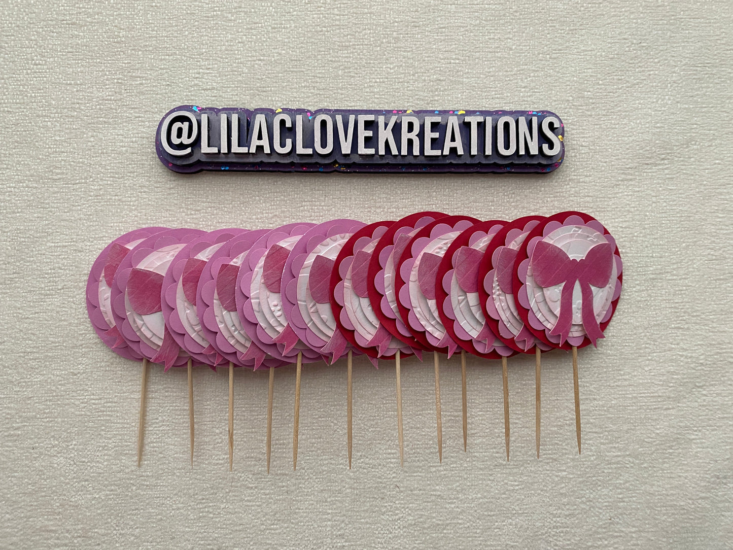 PINK BOW CUPCAKE TOPPERS