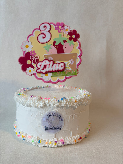 STRAWBERRY AND BOWS CAKE TOPPER