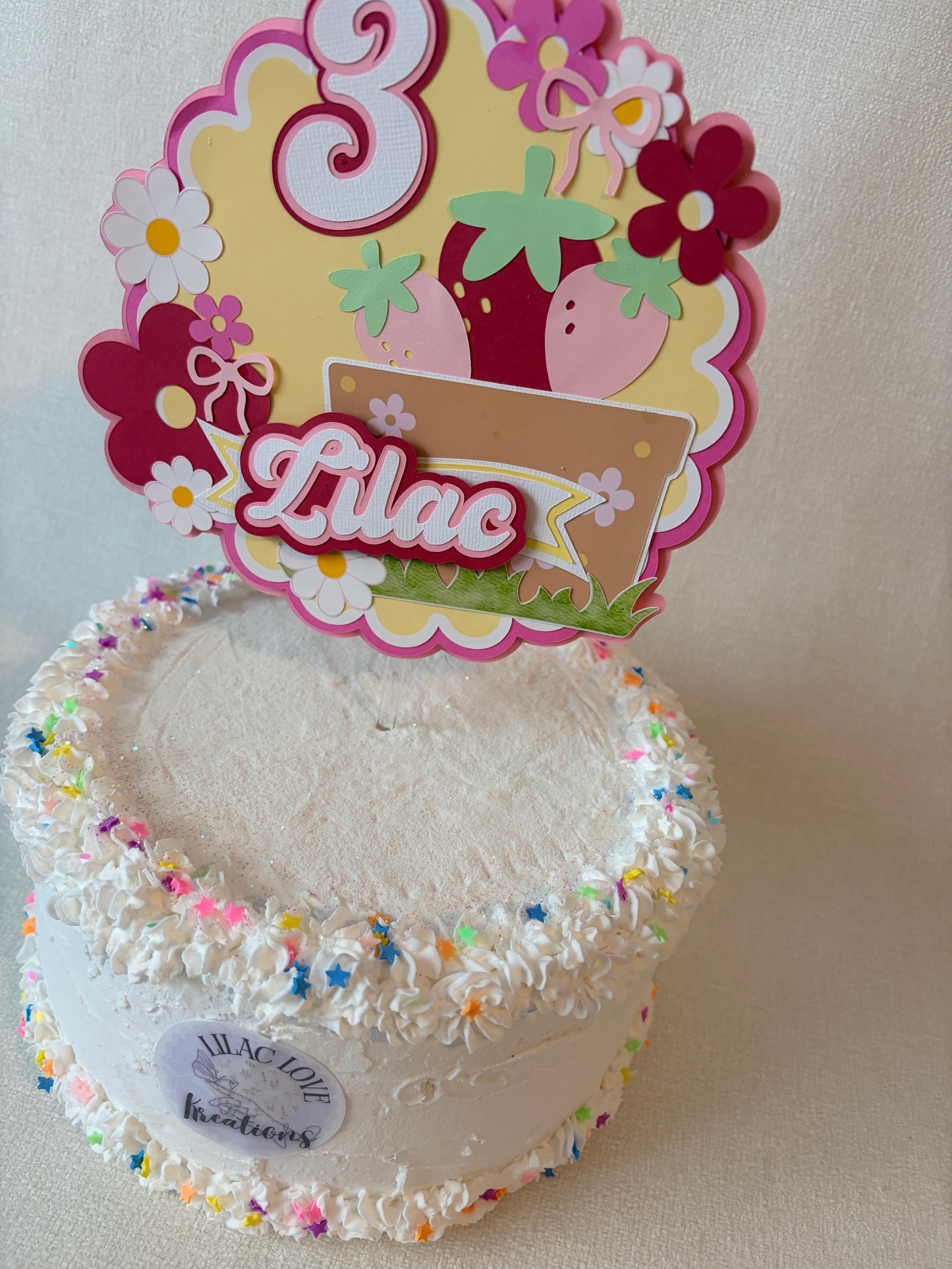 STRAWBERRY AND BOWS CAKE TOPPER