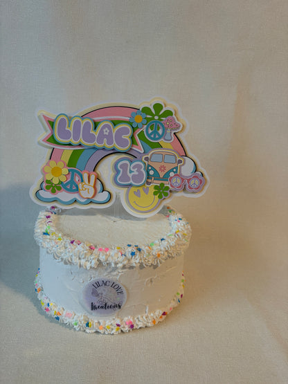 GROOVY PASTEL CAKE TOPPER