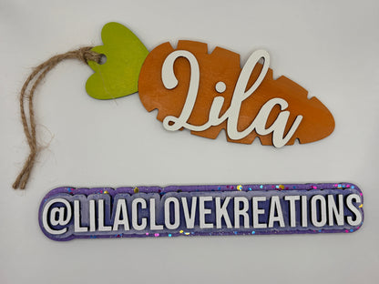 LARGE CARROT PERSONALIZED EASTER TAG