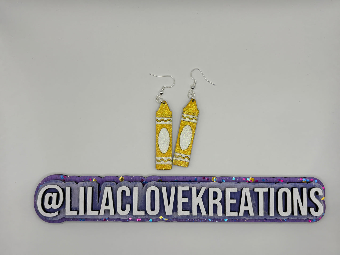 GLITTERED WOODEN CRAYON EARRINGS