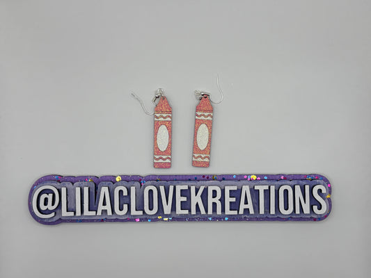 GLITTERED WOODEN CRAYON EARRINGS