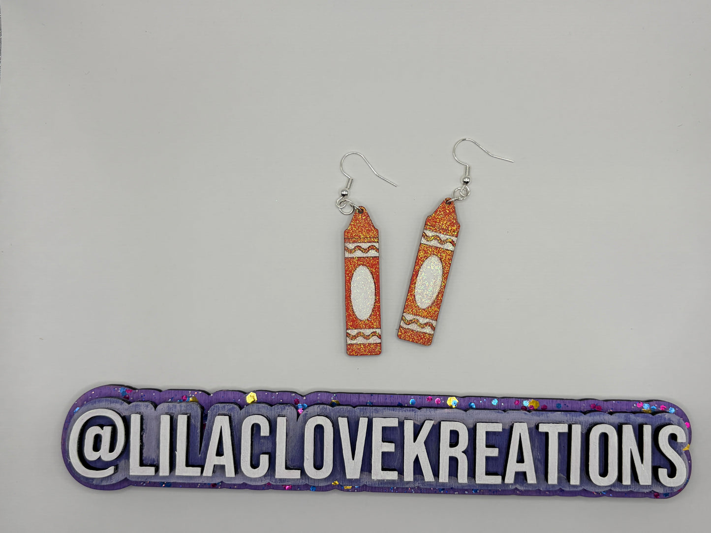 GLITTERED WOODEN CRAYON EARRINGS
