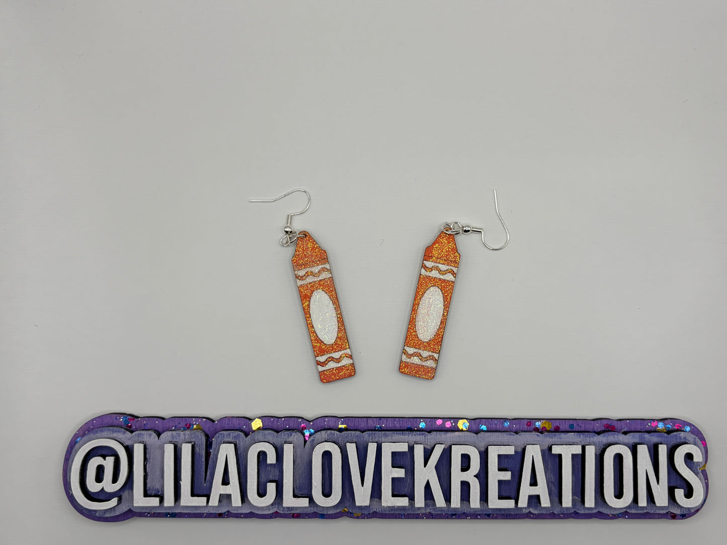 GLITTERED WOODEN CRAYON EARRINGS