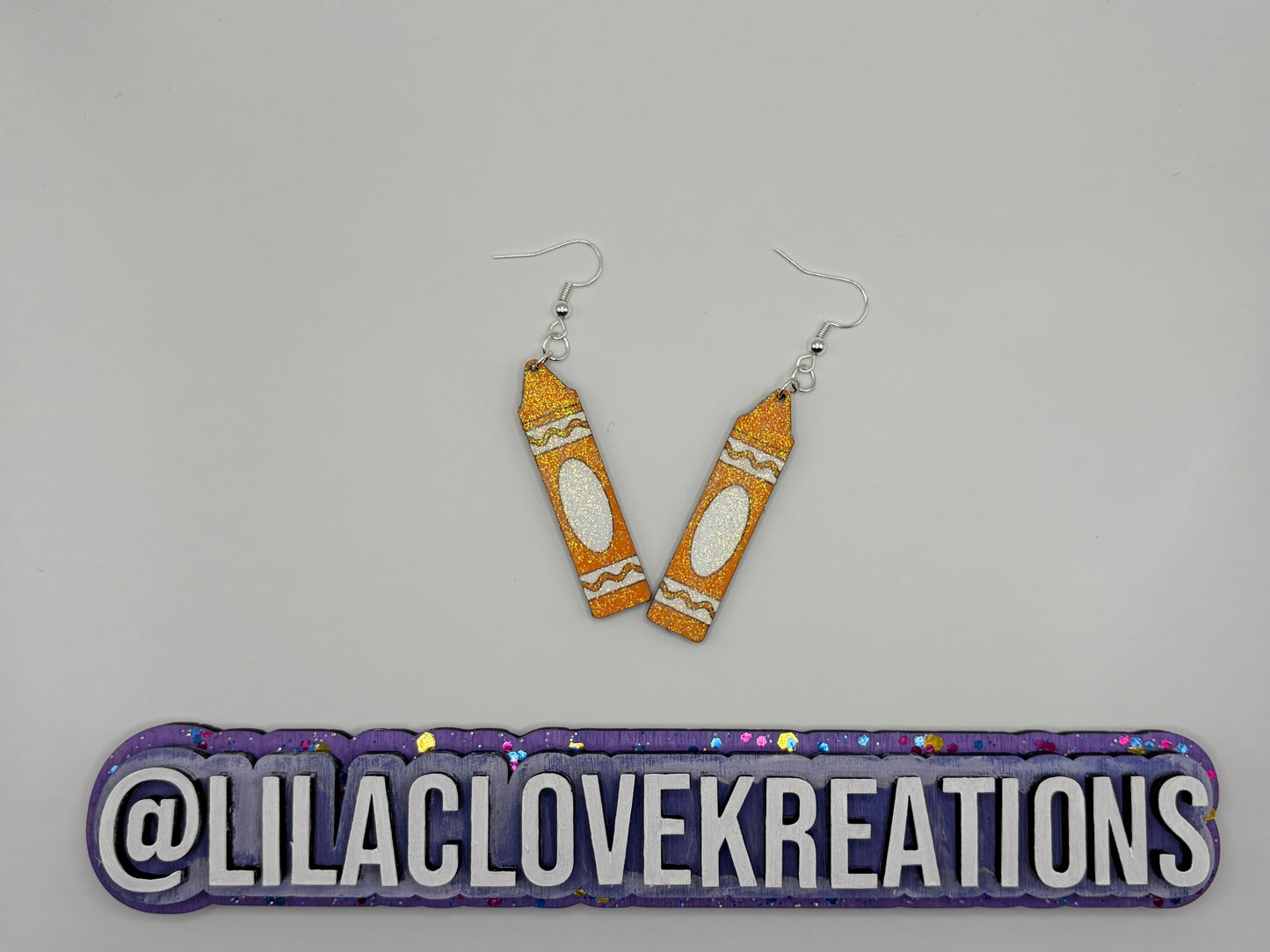 GLITTERED WOODEN CRAYON EARRINGS