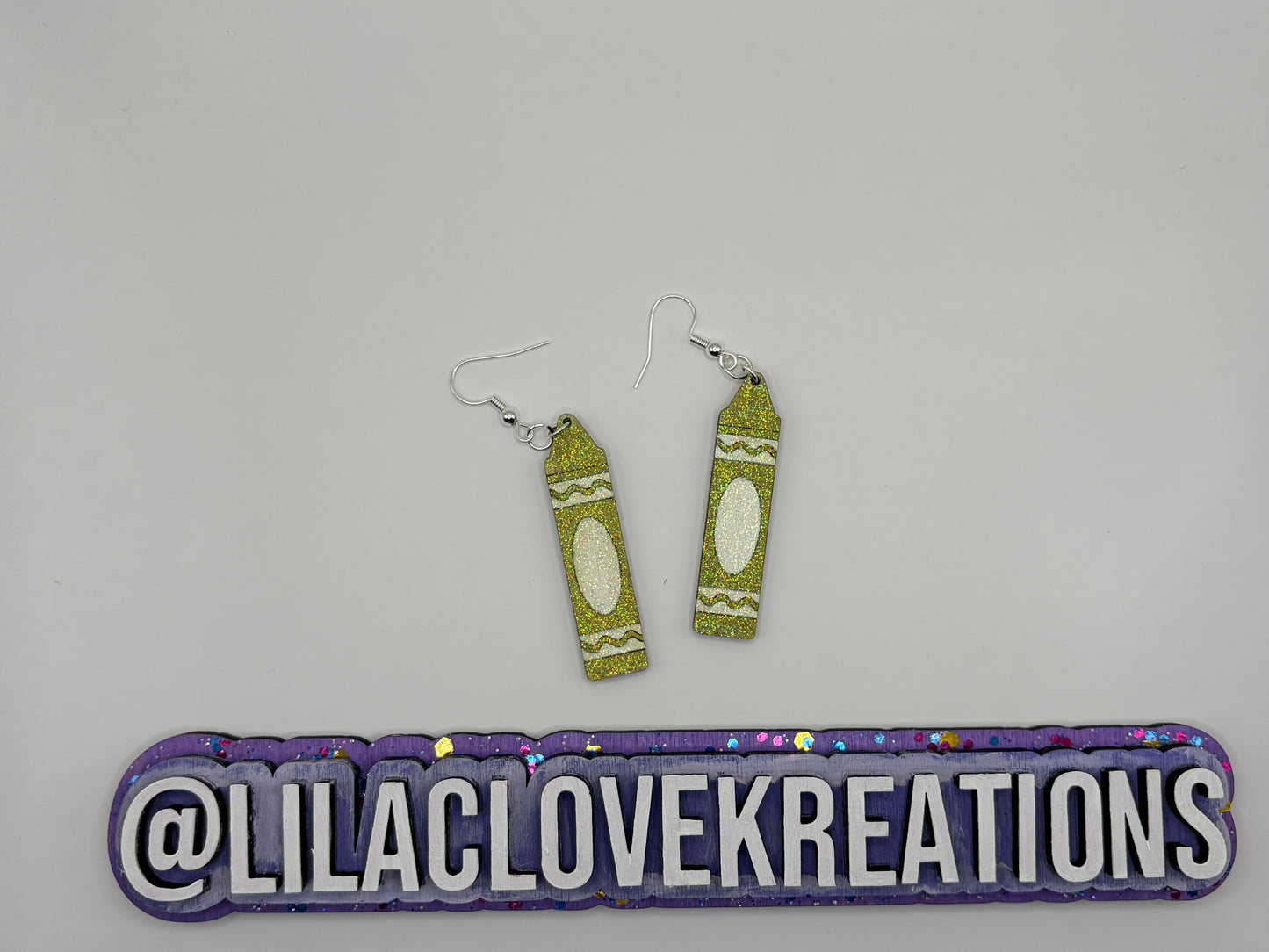 GLITTERED WOODEN CRAYON EARRINGS
