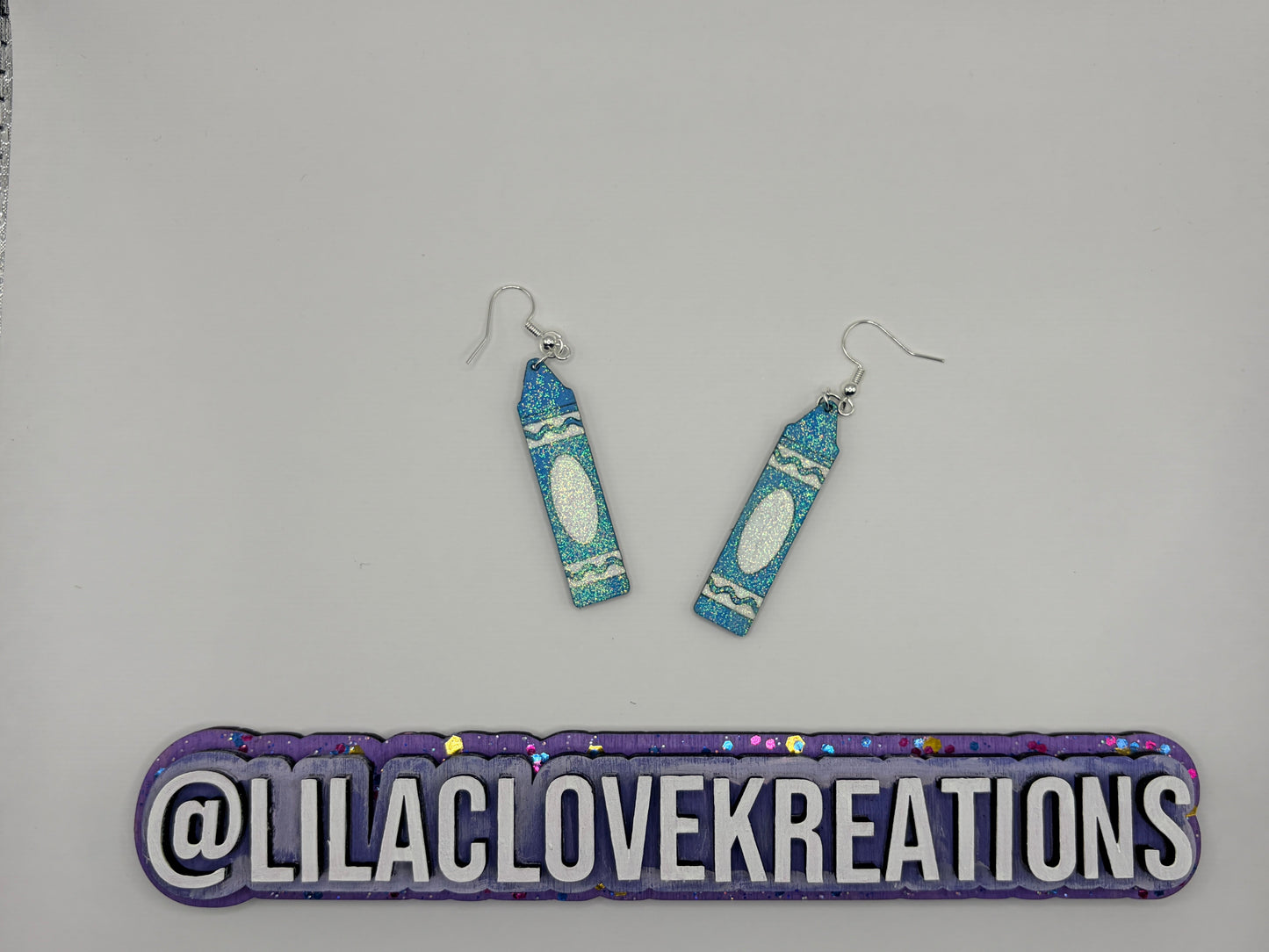 GLITTERED WOODEN CRAYON EARRINGS
