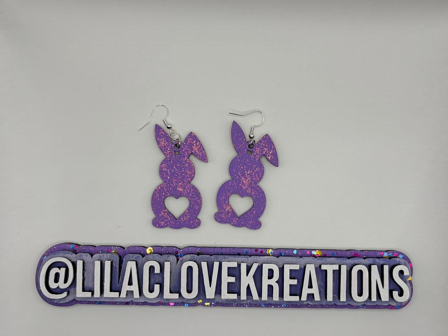 GLITTERED EASTER BUNNY DROP EARRINGS