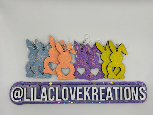 GLITTERED EASTER BUNNY DROP EARRINGS