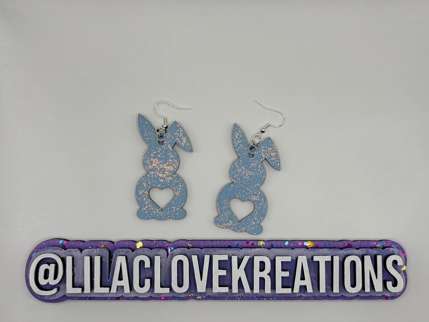 GLITTERED EASTER BUNNY DROP EARRINGS