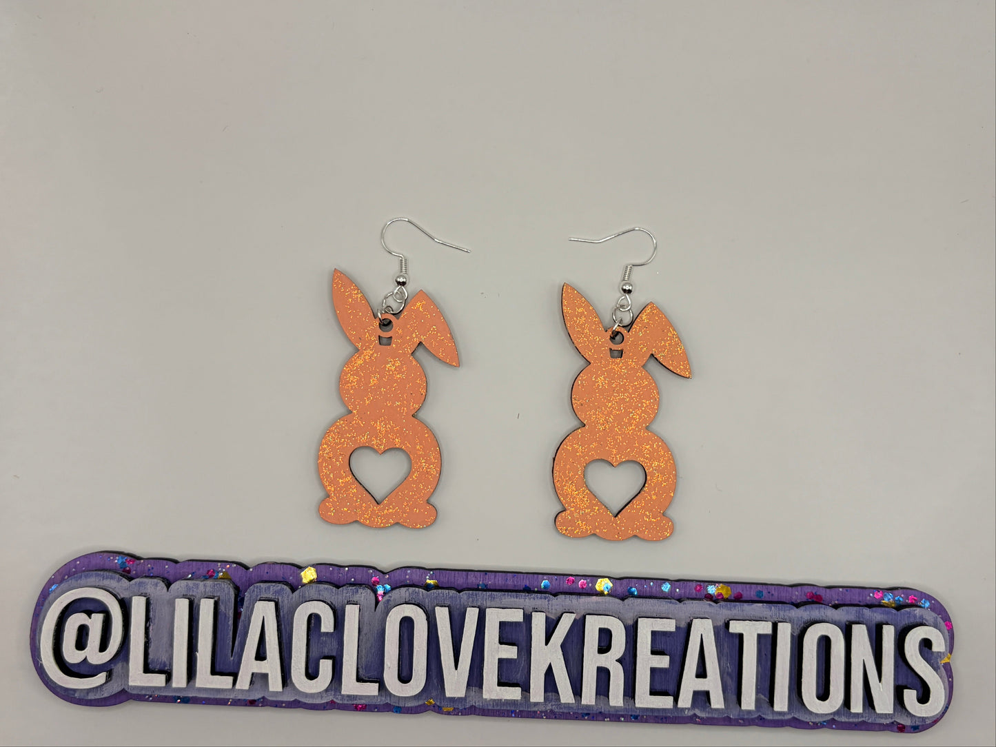 GLITTERED EASTER BUNNY DROP EARRINGS