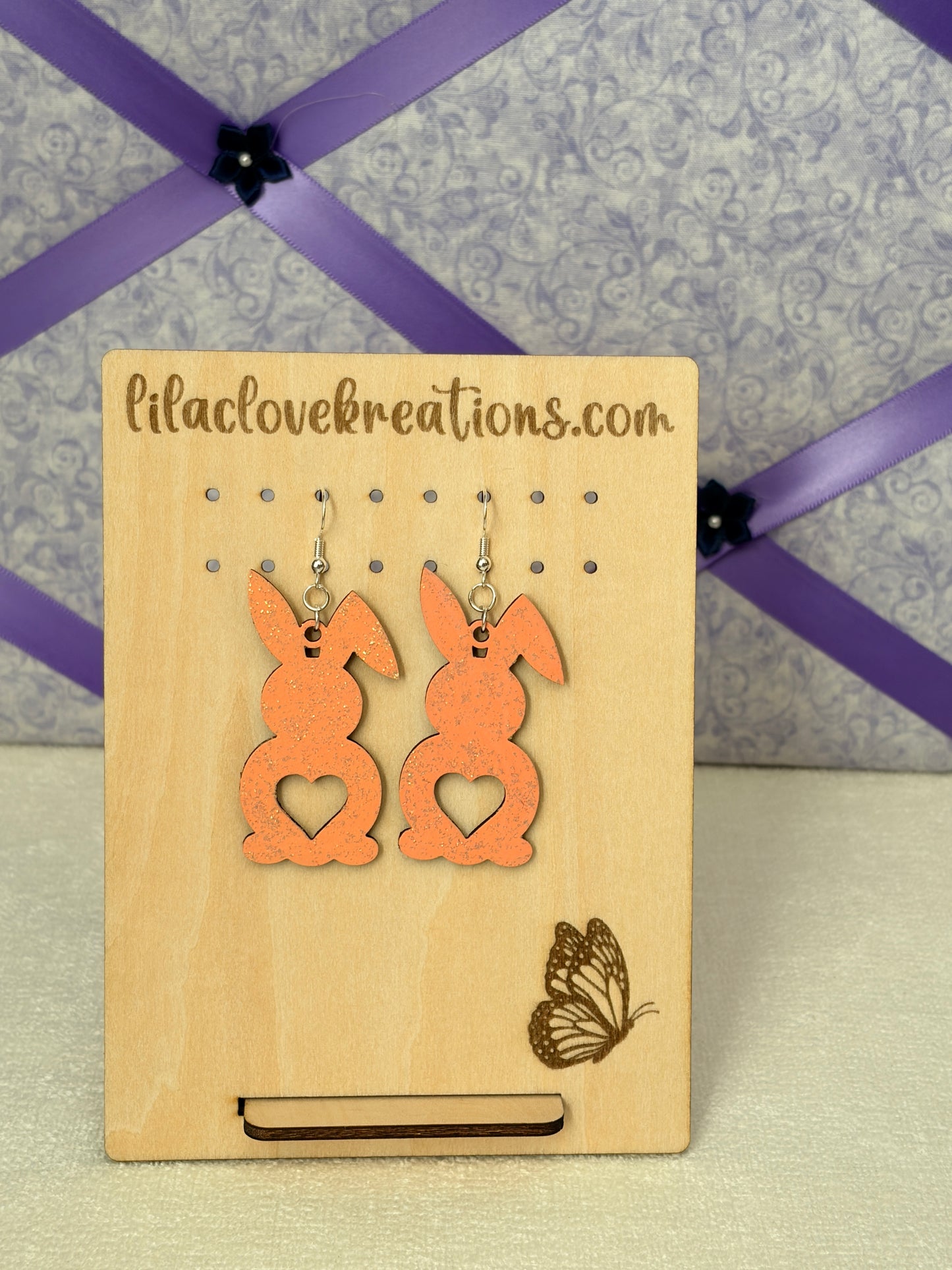 GLITTERED EASTER BUNNY DROP EARRINGS