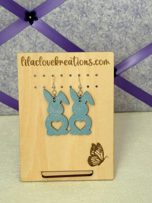 GLITTERED EASTER BUNNY DROP EARRINGS
