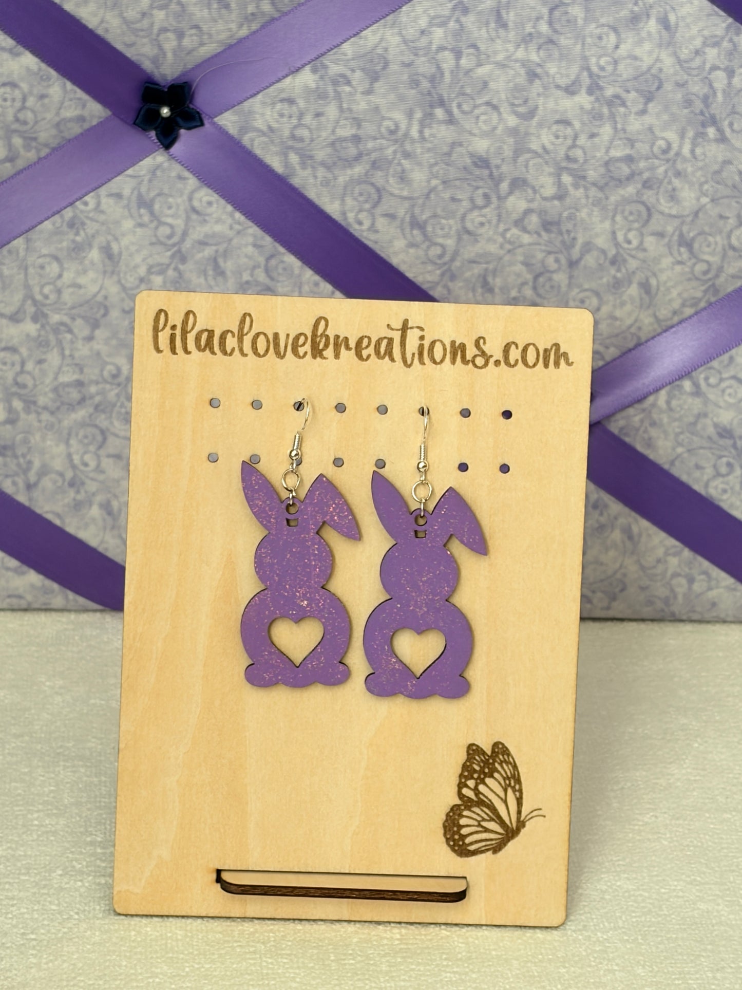 GLITTERED EASTER BUNNY DROP EARRINGS