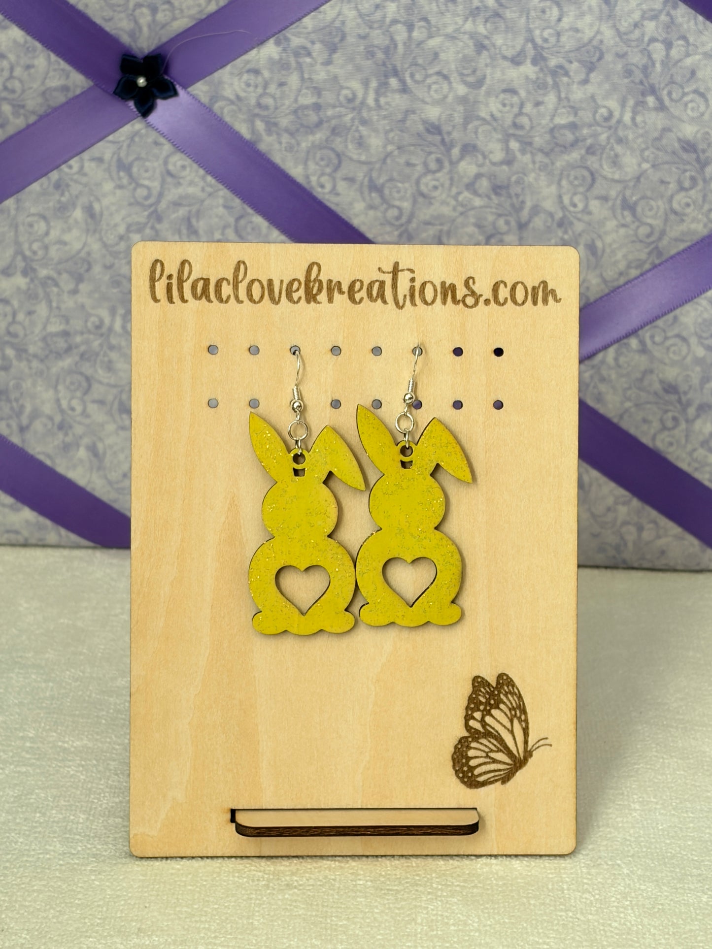 GLITTERED EASTER BUNNY DROP EARRINGS