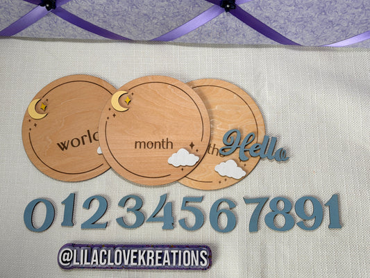 MOON AND STARS BABY MILESTONE MARKERS