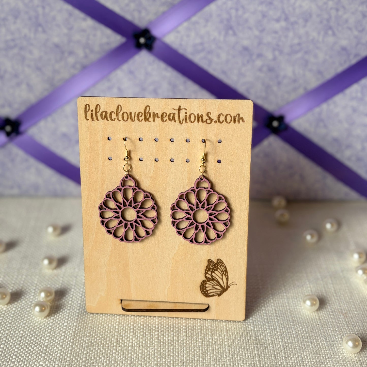 GRAPE BURST SUNFLOWER DROP EARRINGS