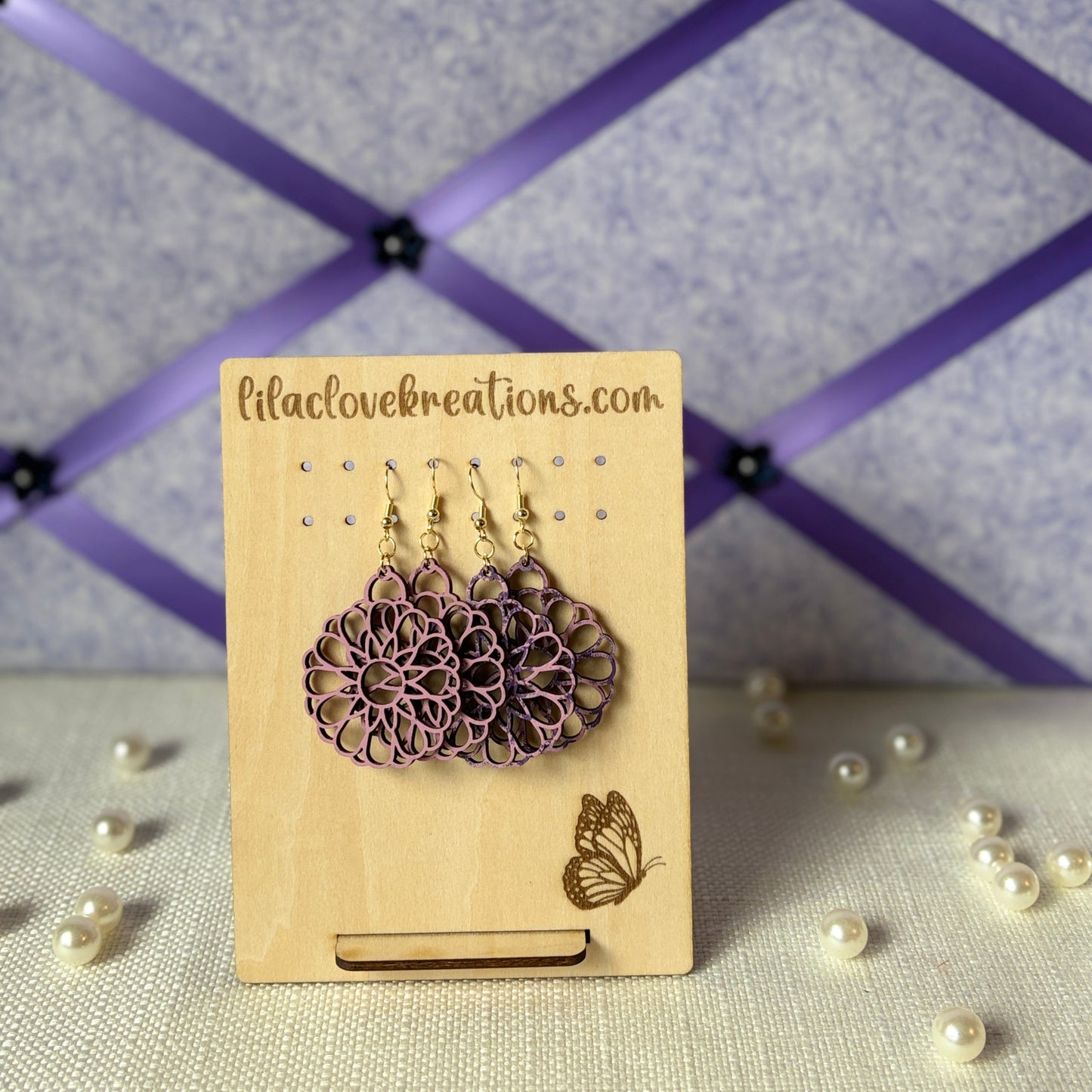 GRAPE BURST SUNFLOWER DROP EARRINGS